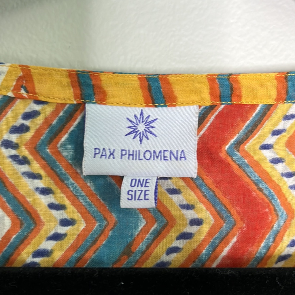 Pax Philomena Nizhoni Yellow Multi Color Zig Zag Print Kaftan Dress With Tassels — image 6 of 8